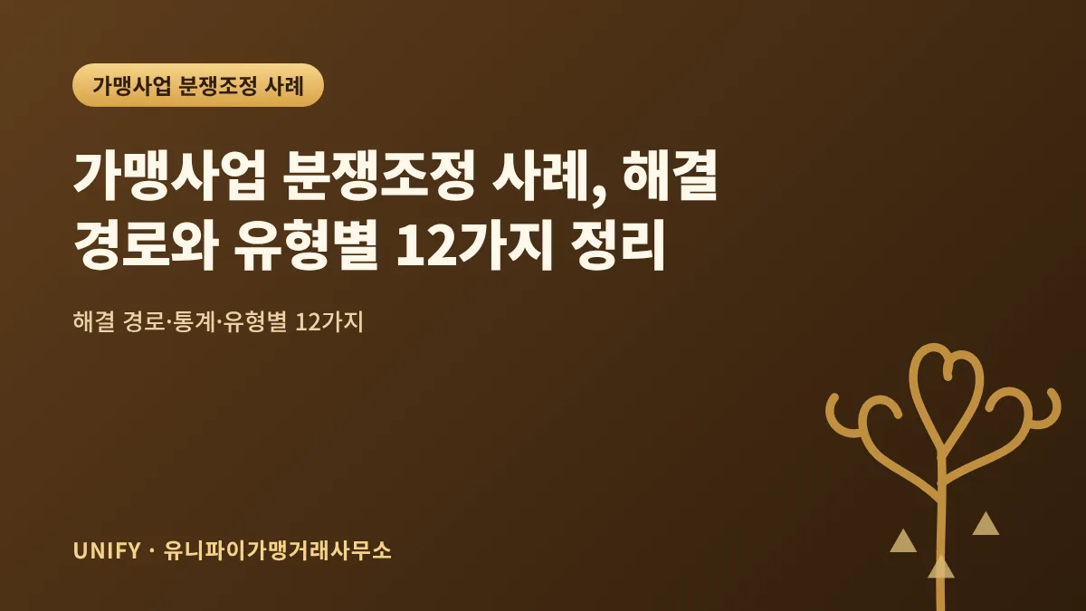 가맹사업 분쟁조정 사례, 해결 경로와 유형별 12가지 정리