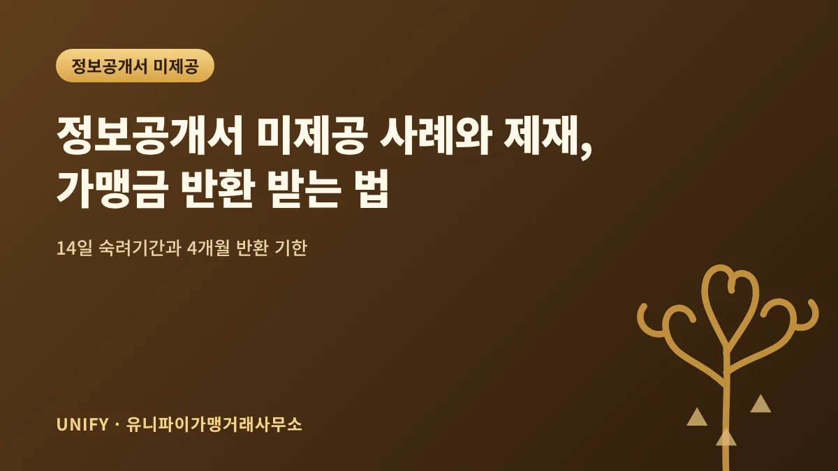 정보공개서 미제공 사례와 제재, 가맹금 반환 받는 법