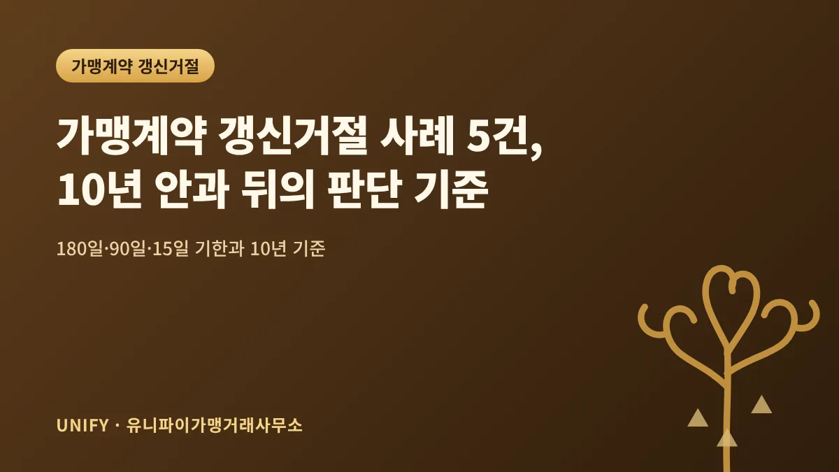 가맹계약 갱신거절 사례 5건, 10년 안과 뒤의 판단 기준